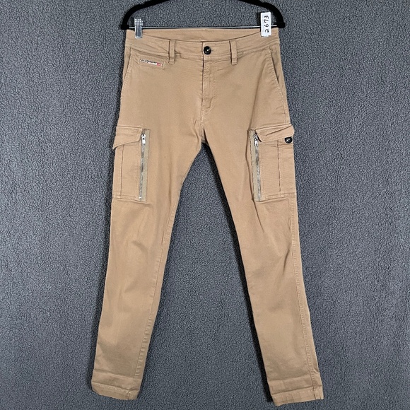 Diesel Cargo Stretch Skinny Chino Pants - Men's Size 30*31 - Tan - Picture 1 of 10